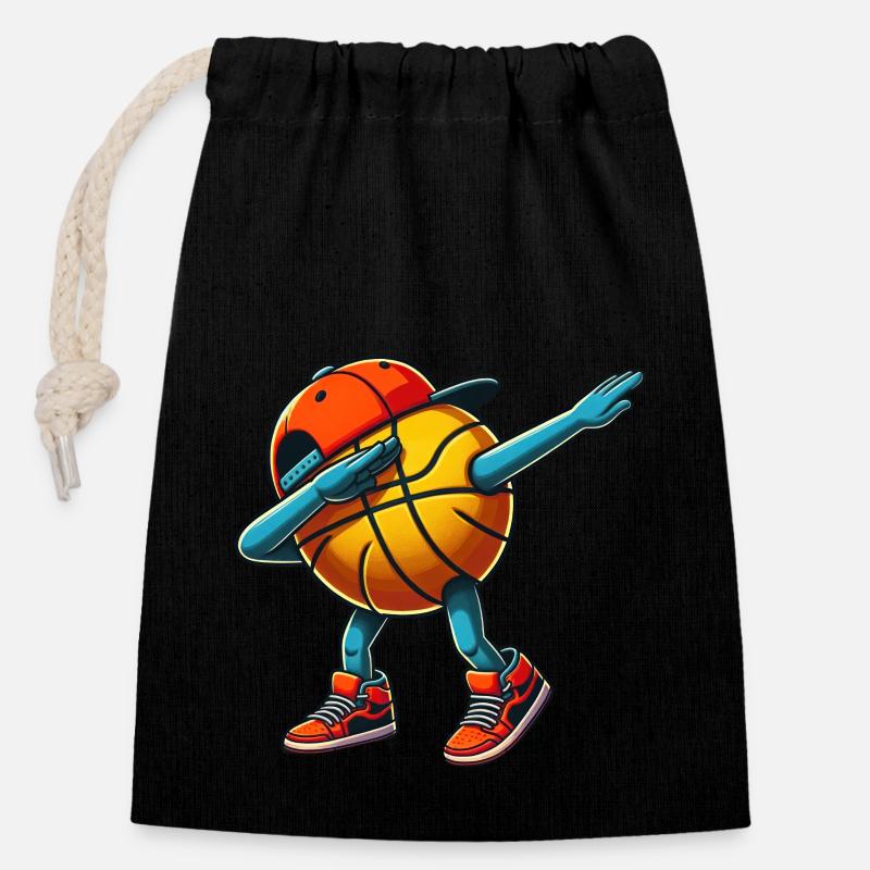 Basketball Basketball Player Dabbing - Closable cotton gift bag (14x20cm) - black