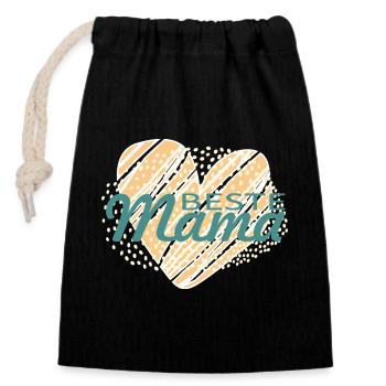 MeilleureMaman - Sac cadeau en coton avec cordon (14 x 20 cm) - noir - Devant