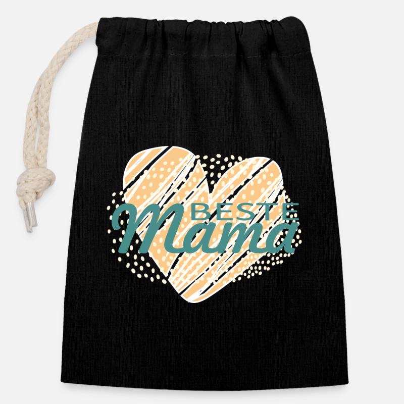 MeilleureMaman - Sac cadeau en coton avec cordon (14 x 20 cm) - noir