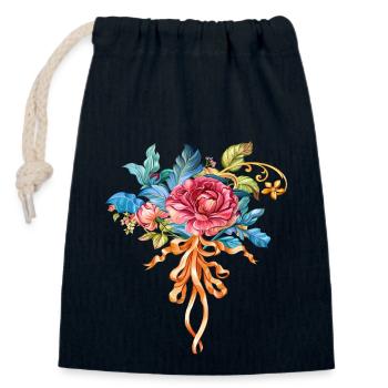 Blumen Frauen Frauenpower Design Kunst Weiblicher Stil - Verschließbarer Geschenkbeutel aus Baumwolle (14x20cm) - Navy - Vorne