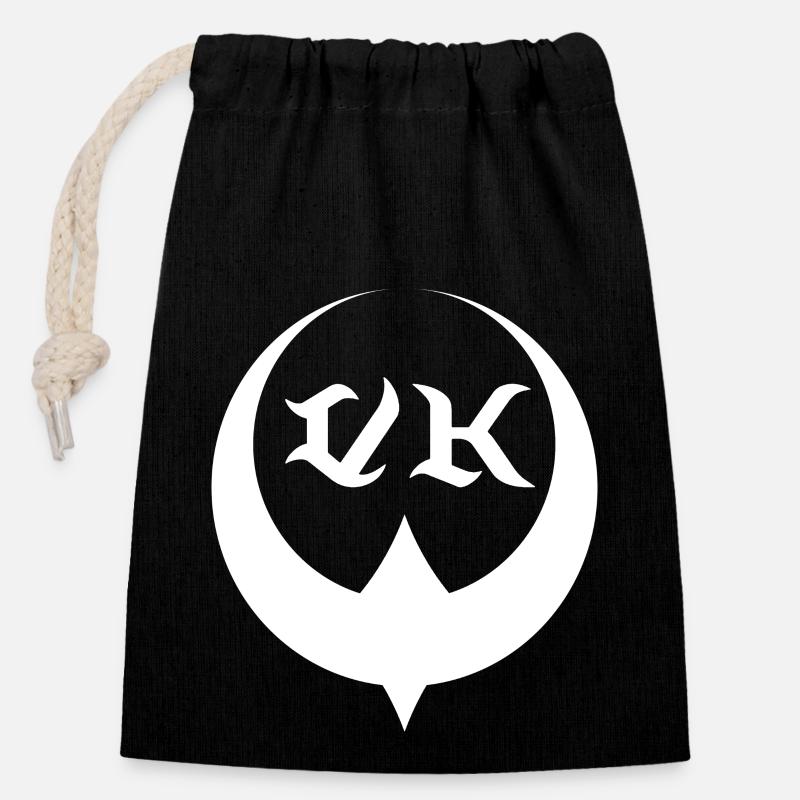 VK White Moon Logo - Closable cotton gift bag (14x20cm) - black