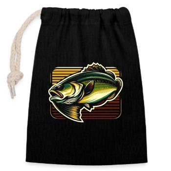 Poisson bar - Sac cadeau en coton avec cordon (14 x 20 cm) - noir - Devant