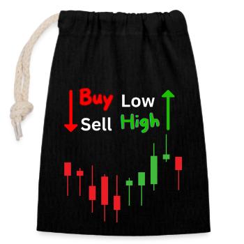 Buy Low Sell High Trader online Shoppen Geschenke - Verschließbarer Geschenkbeutel aus Baumwolle (14x20cm) - Schwarz - Vorne