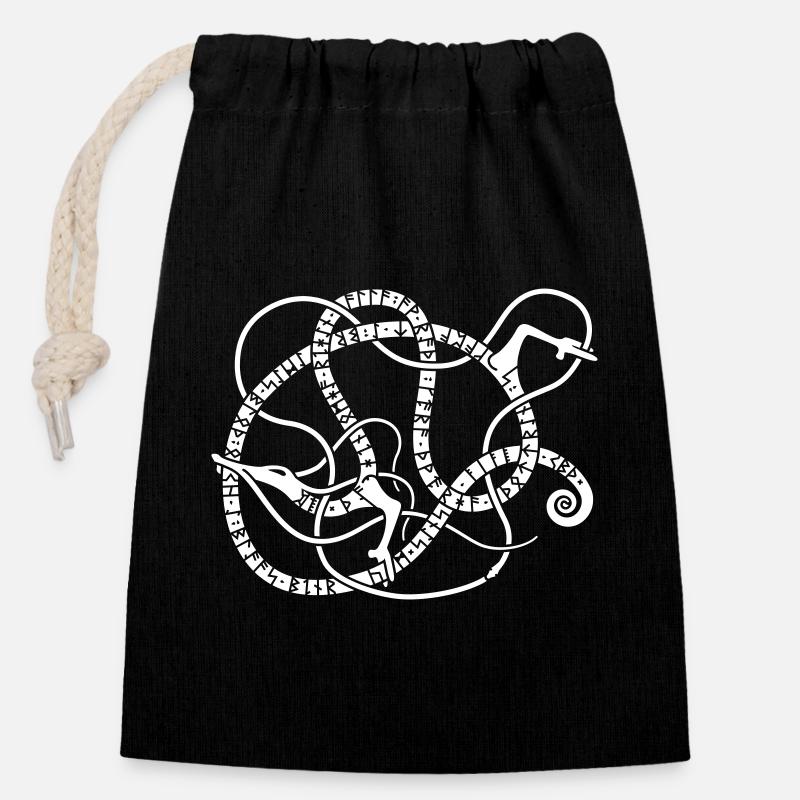 Völuspá 9 - Sac cadeau en coton avec cordon (14 x 20 cm) - noir