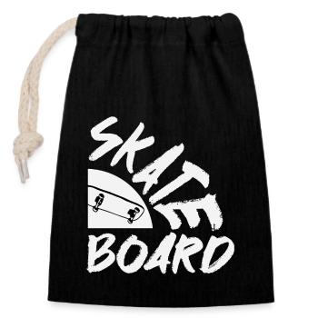 Skateboard Skater Skaten - Verschließbarer Geschenkbeutel aus Baumwolle (14x20cm) - Schwarz - Vorne