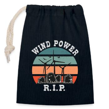 Wind Power RIP, No to Wind Energy - Closable cotton gift bag (14x20cm) - navy - Front
