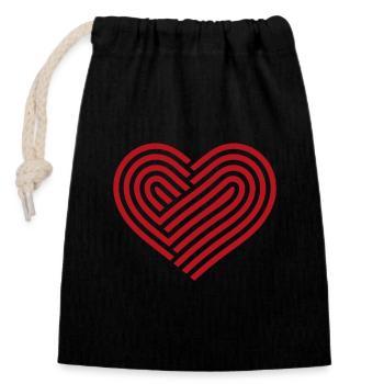 Stylisches Rotes Herz Valentinstag Liebe - Verschließbarer Geschenkbeutel aus Baumwolle (14x20cm) - Schwarz - Vorne