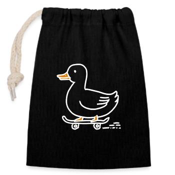 Drôle de canard sur un skateboard pour les skateurs - Sac cadeau en coton avec cordon (14 x 20 cm) - noir - Devant