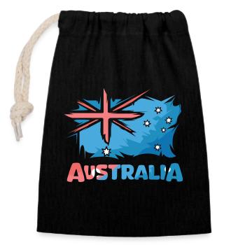 Logo de l’icône d’illustration de bande dessinée du drapeau de l’Australie - Sac cadeau en coton avec cordon (14 x 20 cm) - noir - Devant