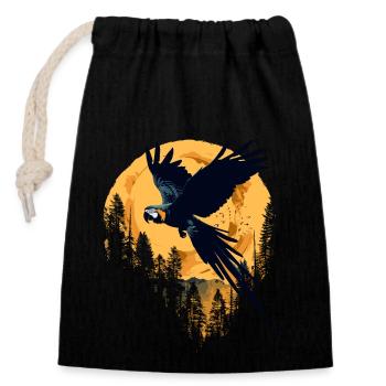Parrot Bird Macaw Wilderness - Closable cotton gift bag (14x20cm) - black - Front
