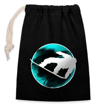 Planche à neige - Sac cadeau en coton avec cordon (14 x 20 cm) - noir - Devant