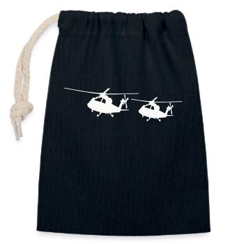 hubschrauber silhouette - Verschließbarer Geschenkbeutel aus Baumwolle (14x20cm) - Navy - Vorne