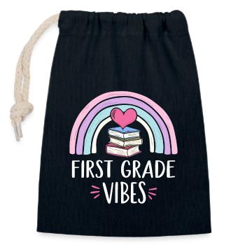Atmosphère de première classe - Sac cadeau en coton avec cordon (14 x 20 cm) - bleu marine - Devant