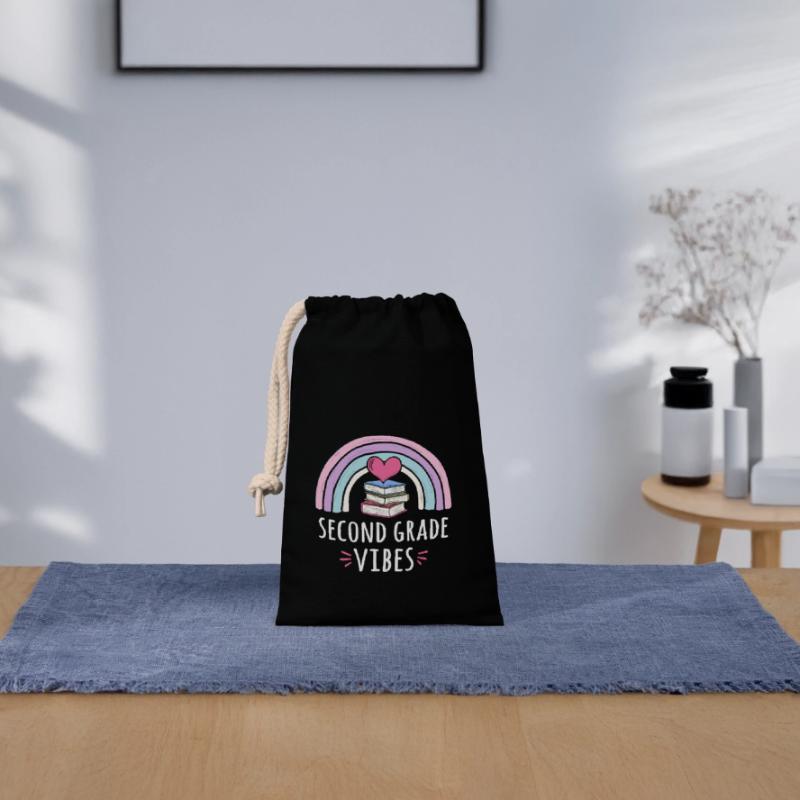Vibrations de seconde classe Sac cadeau en coton avec cordon (14 x 20 cm)