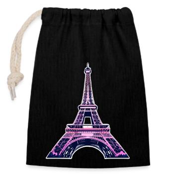 Eiffel tower #9 - Closable cotton gift bag (14x20cm) - black - Front