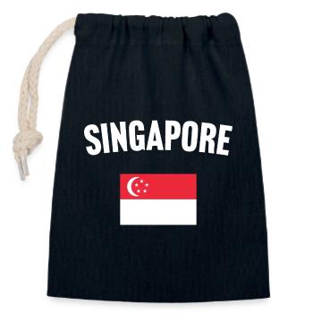 Drapeau de Singapour - Sac cadeau en coton avec cordon (14 x 20 cm) - bleu marine - Devant