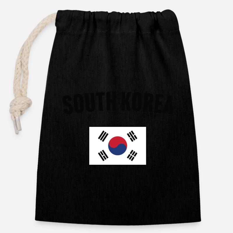 Südkorea Flagge - Verschließbarer Geschenkbeutel aus Baumwolle (14x20cm) - Schwarz