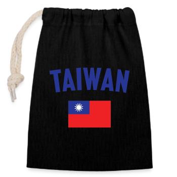 Drapeau de Taïwan - Sac cadeau en coton avec cordon (14 x 20 cm) - noir - Devant