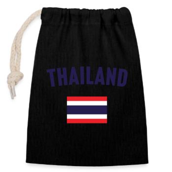 Drapeau de la Thaïlande - Sac cadeau en coton avec cordon (14 x 20 cm) - noir - Devant
