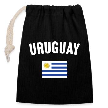 Uruguay Flagge - Verschließbarer Geschenkbeutel aus Baumwolle (14x20cm) - Schwarz - Vorne