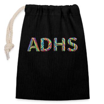 ADHS - Verschließbarer Geschenkbeutel aus Baumwolle (14x20cm) - Schwarz - Vorne
