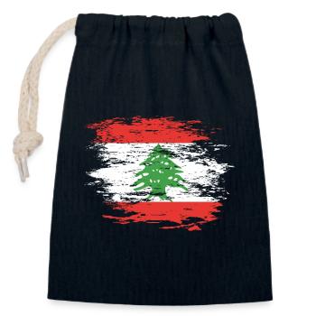 Libanon Flagge used - Verschließbarer Geschenkbeutel aus Baumwolle (14x20cm) - Navy - Vorne