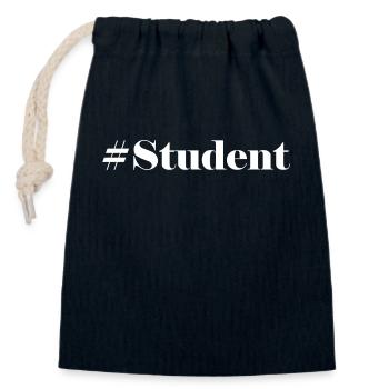 #Student Logo White - Closable cotton gift bag (14x20cm) - navy - Front