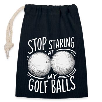 Bitte nicht meine Golfbälle anstarren - Verschließbarer Geschenkbeutel aus Baumwolle (14x20cm) - Navy - Vorne