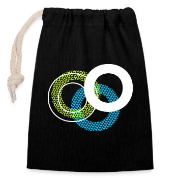 O Letter - Closable cotton gift bag (14x20cm) - black - Front
