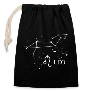 Constellation Leo with zodiac sign - Verschließbarer Geschenkbeutel aus Baumwolle (14x20cm) - Schwarz - Vorne