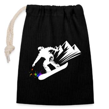 Snowboard Snowboarder Snowboarden Wintersport - Verschließbarer Geschenkbeutel aus Baumwolle (14x20cm) - Schwarz - Vorne