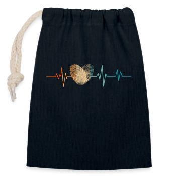 Retro Heartbeat Fingerabdruck Herz - Verschließbarer Geschenkbeutel aus Baumwolle (14x20cm) - Navy - Vorne