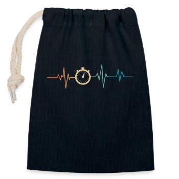 Heartbeat Retro Stoppuhr - Verschließbarer Geschenkbeutel aus Baumwolle (14x20cm) - Navy - Vorne