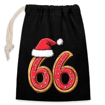 66 Number Christmas Biscuit - Closable cotton gift bag (14x20cm) - black - Front