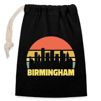 Birmingham Skyline Retro Vintage Silhouette - Closable cotton gift bag (14x20cm) - black - Front