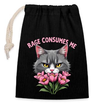Rage Consumes Me Funny Catflower - Closable cotton gift bag (14x20cm) - black - Front