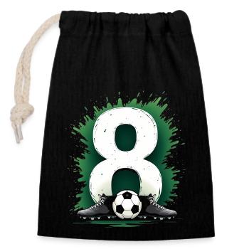 8th Birthday - Soccer Player Child - Closable cotton gift bag (14x20cm) - black - Front