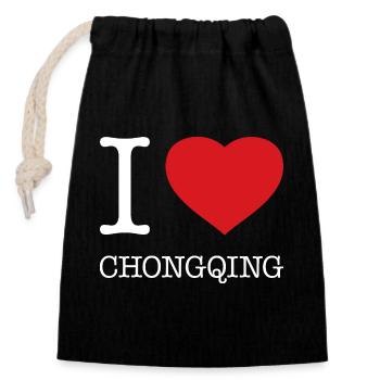 J’ADORE CHONGQING - Sac cadeau en coton avec cordon (14 x 20 cm) - noir - Devant