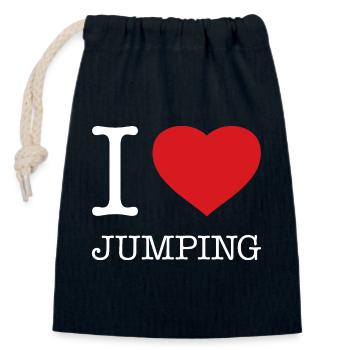 I LOVE JUMPING - Verschließbarer Geschenkbeutel aus Baumwolle (14x20cm) - Navy - Vorne