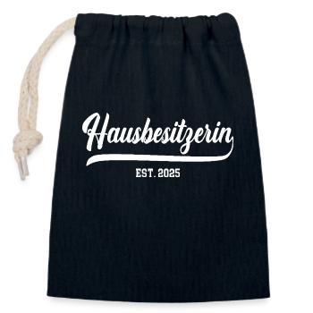 Hausbesitzerin seit 2025 Eigentümerin Bauherrin - Verschließbarer Geschenkbeutel aus Baumwolle (14x20cm) - Navy - Vorne