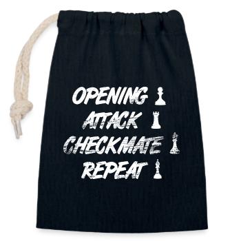 Techniques d’échecs - Sac cadeau en coton avec cordon (14 x 20 cm) - bleu marine - Devant