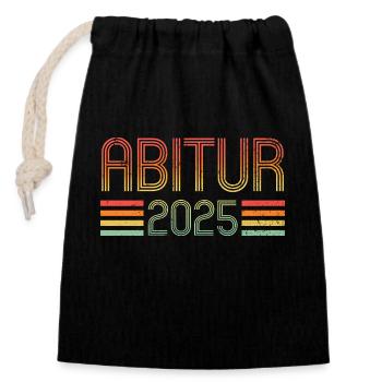 Abitur 2025 - Abi - Vintage - Retro - Verschließbarer Geschenkbeutel aus Baumwolle (14x20cm) - Schwarz - Vorne
