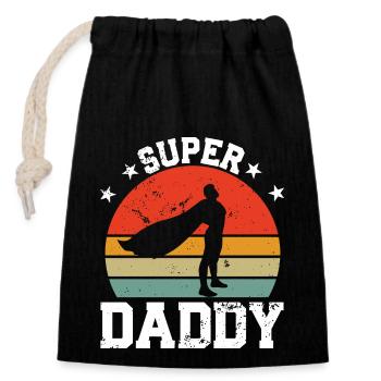 Super Daddy - Verschließbarer Geschenkbeutel aus Baumwolle (14x20cm) - Schwarz - Vorne