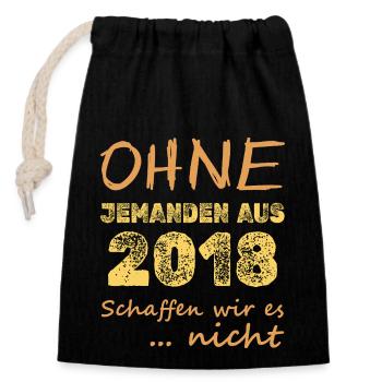 2018 - Closable cotton gift bag (14x20cm) - black - Front