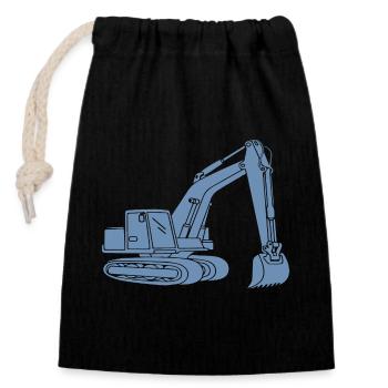 Bagger Silhouette Baugeräteführer Tiefbau - Verschließbarer Geschenkbeutel aus Baumwolle (14x20cm) - Schwarz - Vorne