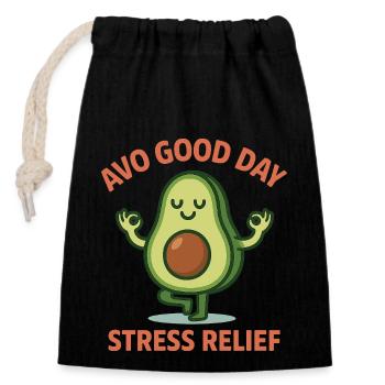 Avo Good Day Avocado Yoga Pun - Closable cotton gift bag (14x20cm) - black - Front