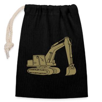 Bagger Silhouette Baugeräteführer Tiefbau - Verschließbarer Geschenkbeutel aus Baumwolle (14x20cm) - Schwarz - Vorne