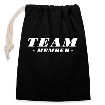 Team Member - Closable cotton gift bag (14x20cm) - black - Front