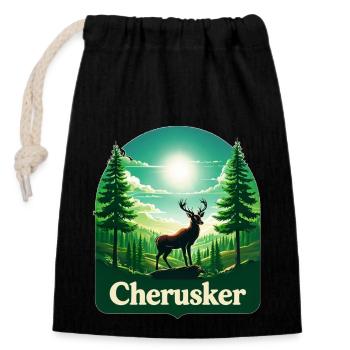 Cherusci – Fierté des bois - Sac cadeau en coton avec cordon (14 x 20 cm) - noir - Devant