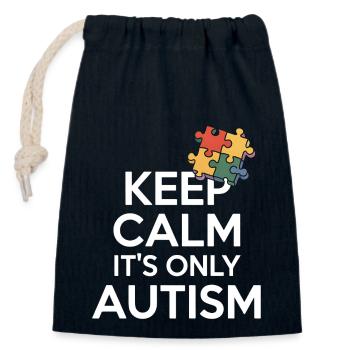 Autism - Closable cotton gift bag (14x20cm) - navy - Front